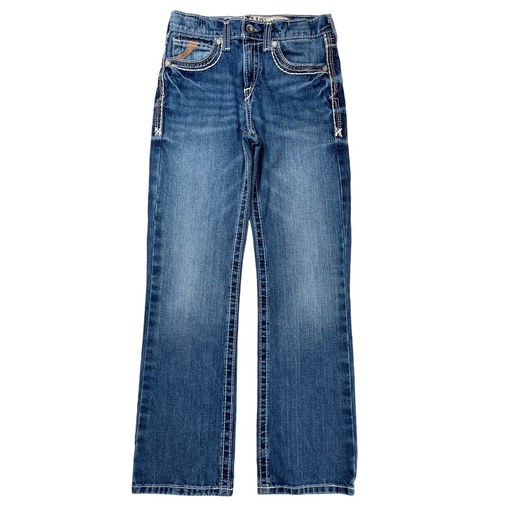Ariat B4 Relaxed Bootcut Jeans Kids Size 12 Blue Medium Wash Contrast Stitching
